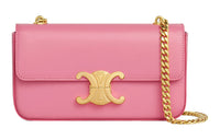 CELINE Triomphe Satin Calfskin Shoulder Bag Handbag Shoulder Bag Women's Vibrant Pink