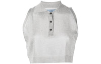PRADA Ribbed-Trim Sleeveless Cropped Top