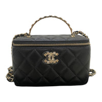 CHANEL Lambskin Shoulder Bag Crossbody Bag Handbag Women's Black