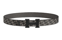 HERMES Leather Belts Men Graphite/Black
