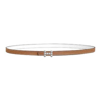 HERMES Calfskin Leather Belts Women's Gold/White Width 1.3CM