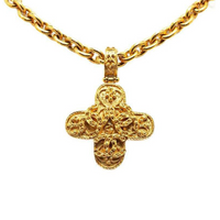 CHANEL 1994 Plated Triple Cc Clover Pendant Costume Necklace