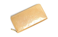 LOUIS VUITTON Zippy Patent Leather Wallet Women's Beige