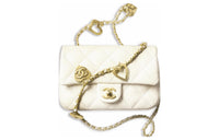 CHANEL Lambskin Mouth Cover Bag Crossbody Bag Mini Women's White