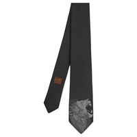 HERMES Mulberry Silk Ties Men's Black