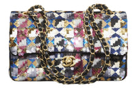 CHANEL Classic Flap CF Embroidered Brocade Shoulder Bag Crossbody Bag Handbag Women's Black & Multicolor