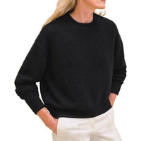 HERMES Cashmere Long Sleeve Sweater Sweater Women's Black