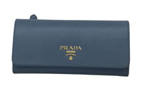 PRADA Calfskin Wallet Women's Blue
