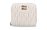 MIU MIU Matelassé Soft Sheep Leather Wallet Women's White