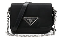 PRADA Fabric With Leather Crossbody Bags Shoulder Bags Women's Black