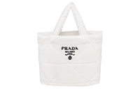 PRADA Quilting Shearling Tote Bag, Shopping Bag, Handbag Women's White/Black