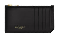 SAINT LAURENT Smooth Leather Card Clip Card Holder Men's Black