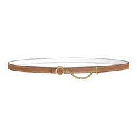 HERMES Metal Leather Belts Women's Brown/White Width 1.3CM