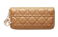DIOR Lady Dior Lambskin Clutches Card Holder Wallet Women's Bronze