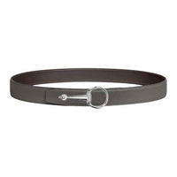 HERMES Calfskin Metal Palladium Plated Leather Belts Unisex Gray Width  3.2CM