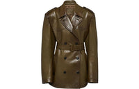 PRADA Leather Jackets Women's Olive Green