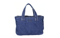 MIU MIU Cotton And Denim Handbag Women's Blue