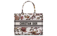 DIOR BookTote Embroidery Tote Bag, Shopping Bag, Handbag Medium Size Women's White