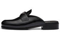 PRADA Brushed Leather Mules 'Black' Women's