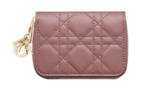 DIOR Lady Dior Sheepskin Wallet Small Size Women's Pink