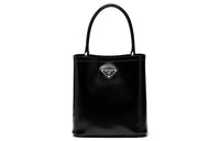 PRADA Shiny Leather Handbag Shoulder Bag Women's Black