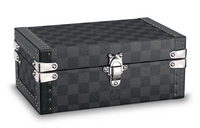 LOUIS VUITTON Damier Graphite Canvas With Leather Trim Sleeve Button Storage Box Men's Blue Black