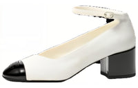CHANEL Chunky Heel High Heels Women's Ivory White