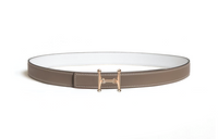 HERMES Mors H Double-Sided Smooth Buckle Leather Belts Women's Brown Width 2.4CM