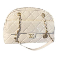 CHANEL Waxed Leather Handbag Shoulder Bag Women's Ecru