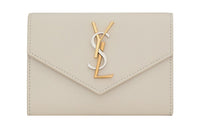 SAINT LAURENT CASSANDRE Smooth Leather Envelope Bag Wallets Small Size Women's White