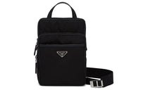 PRADA Patchwork Saffiano Leather Shoulder Bag Crossbody Bag Men's Black
