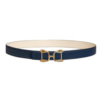 HERMES Calfskin Leather Belts Unisex Blue Width 2.4CM