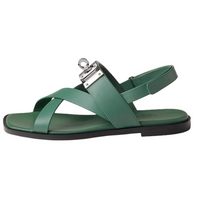 HERMES Ines Strap Sandals Women's Green