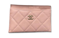CHANEL Cow Leather Coin Purses Card Holders Women's Pink