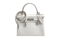 HERMES Kelly Taurillon Clemence Leather Handbag Women's Milkshake White
