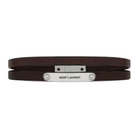 SAINT LAURENT Faux Suede Leather Wristbands Men's Brown
