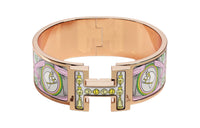 HERMES Enamel Rose Gold-Plated Bangles Women's Rose Gold