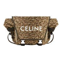CELINE Fabric Messenger Bag Shoulder Bag Crossbody Bag Medium Size Men's Leopard Multicolor Khaki