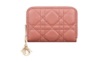 DIOR Lady Dior Lambskin Wallet Small Size Women's Ethereal Pink