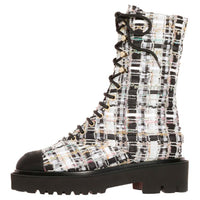 CHANEL Ankle Boots Women's White Black
