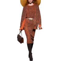 CHANEL FW24 Long-Sleeved Dresses Women's Black Orange
