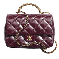 CHANEL Lambskin Crossbody Bag Shoulder Bag Mini Women's Bordeaux Red