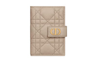DIOR Caro Soft Cow Leather Card Holder Women's Sandy Umber
