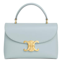 CELINE Shiny Cow Leather Handbag Women's Blue