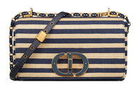 DIOR Caro Coconut Grass Shoulder Bag Crossbody Bag Medium Size Women's Natural Denim Blue