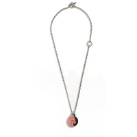 HERMES Cornered Metal Palladium-Plated Necklaces Men's Red