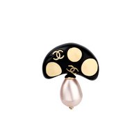 CHANEL Pearl Brooch Unisex Black