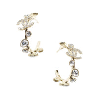 CHANEL Metal Brass Crystal Earrings Women's Gold