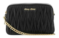 MIU MIU Leather Camera Bag, Shoulder Bag Unisex Black