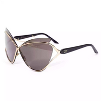 DIOR Metal Plastic Irregular Shape Sunglasses Women's Black